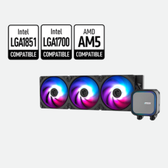 MSI HYDRO COOLER MAG CORELIQUID A13 360, ARGB, INTEL LGA 1851/1700, AMD AM4/AM5, BLACK, 3YW.
